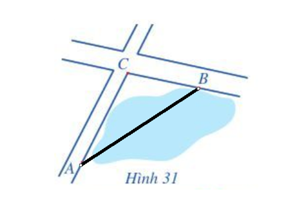 Để tính khoảng cách giữa hai địa điểm A và B mà không thể đi trực tiếp từ A đến B (hai địa điểm nằm ở hai bên (ảnh 2)