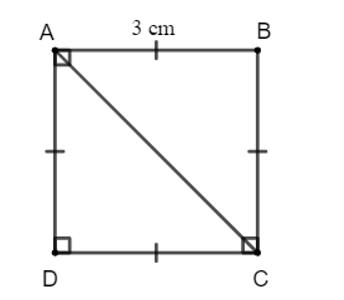 Cho hình vuông ABCD có độ dài cạnh bằng 3 cm. Tính độ dài của các vectơ AB, AC (ảnh 1)