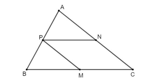 Cho tam giác ABC có M, N, P lần lượt là trung điểm của BC, CA, AB. Chứng minh (ảnh 1)