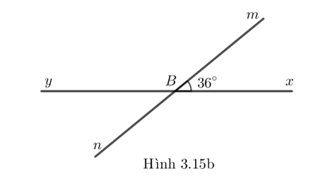 Cho Hình 3.15b, biết góc xBm = 36 độ.  Tính số đo các góc còn lại trong hình vẽ (ảnh 1)