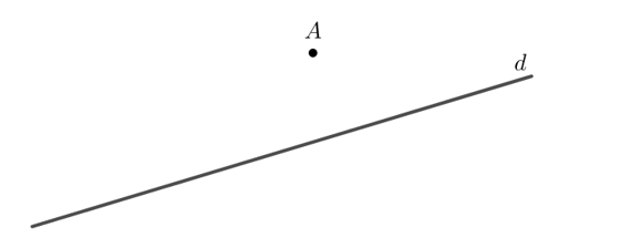 Cho điểm A và đường thẳng d không đi qua A. Hãy vẽ đường thẳng d'  đi qua A và song song với d (ảnh 1)