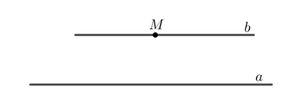 Cho trước đường thẳng a và một điểm M không nằm trên đường thẳng a (H.3.31).  ·       Dùng bút chì vẽ đường thẳng b đi qua M và song song với đường thẳng a. (ảnh 2)
