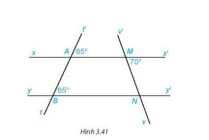 Cho Hình 3.41. a) Giải thích tại sao   b) Tính số đo góc MNB (ảnh 1)