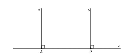 Có thể coi định lí “	Hai đường thẳng phân biệt cùng vuông góc với một đường thẳng thứ ba thì chúng song (ảnh 1)