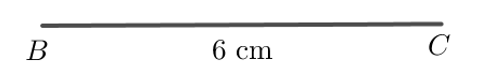 Vẽ tam giác ABC có AB = 5 cm, AC = 4 cm, BC = 6 cm theo các bước sau:  - Dùng thước thẳng có vạch chia vẽ đoạn thẳng BC = 6 cm (ảnh 2)