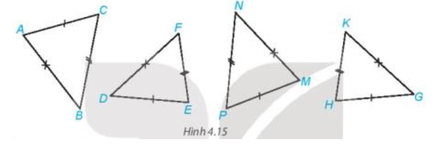 Trong Hình 4.15, những cặp tam giác nào bằng nhau (ảnh 1)