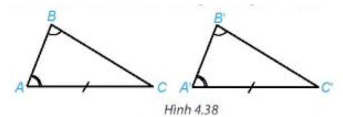 Bạn Lan nói rằng: “Nếu tam giác này có một cạnh cùng một góc kề và góc đối diện tương ứng bằng một cạnh cùng một góc kề và góc đối (ảnh 1)