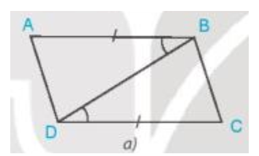 Trong mỗi hình bên (H.4.39), hãy chỉ ra một cặp tam giác bằng nhau và giải thích vì sao chúng bằng nhau (ảnh 2)