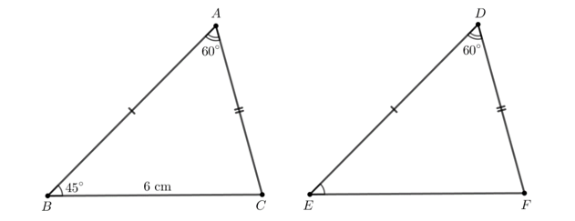 Cho hai tam giác ABC và DEF thỏa mãn AB = DE, AC = DF (ảnh 1)