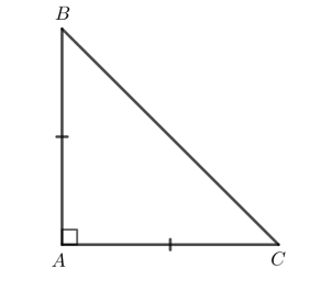 Tam giác vuông có hai cạnh bằng nhau được gọi là tam giác vuông cân.  Hãy giải thích các khẳng định sau (ảnh 1)