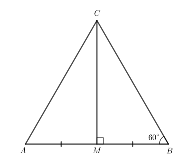 Cho tam giác MBC vuông tại M có góc B = 60 độ. Gọi A là điểm nằm trên tia đối của tia MB sao cho MA = MB (ảnh 1)
