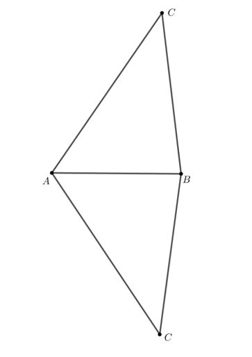 Nếu cho trước đoạn thẳng AB = 4 cm cố định. Em vẽ được mấy tam giác ABC thỏa mãn yêu cầu BC = 5 cm, CA = 6 cm (ảnh 1)