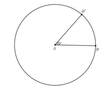 Vẽ tam giác ABC có AB = 6 cm, góc BAC = 50 độ, góc ABC = 60 độ.  Gợi ý: Vẽ góc BAB' = 50 độ (theo ngược chiều kim đồng hồ), (ảnh 4)
