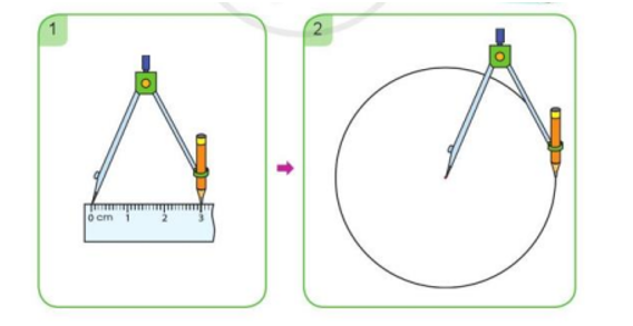 Sử dụng compa để vẽ hình tròn: a) Vẽ hình tròn bán kính 2 cm (ảnh 2)