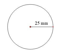 a) Vẽ hình tròn bán kính 25 mm. b) Vẽ bán kính OA, đường kính CD của hình tròn ở câu a (ảnh 1)