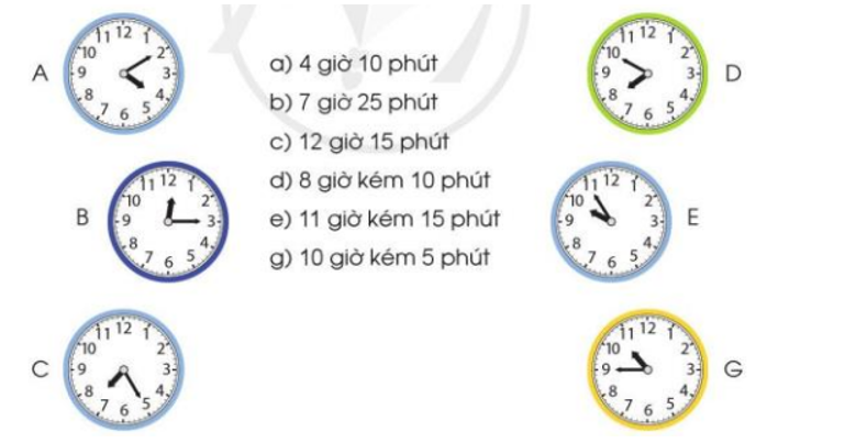a) Mỗi đồng hồ sau tương ứng với cách đọc nào?   b) Xem đồng hồ và đọc giờ: (ảnh 1)