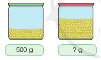 a) Ước lượng số gam đậu tương trong lọ đựng nhiều hơn    b) Ước lượng lượng nước trong bể lớn hơn. (ảnh 1)