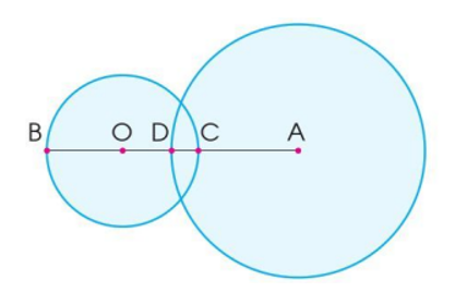 a) Chỉ ra tâm, bán kính của mỗi hình tròn sau:   b) Đọc tên trung điểm của đoạn thẳng BC trong hình trên. (ảnh 1)