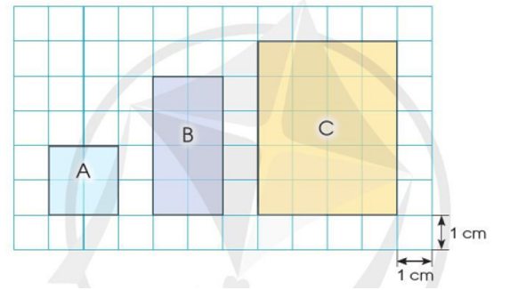 Quan sát hình vẽ, chọn câu đúng:   a) Diện tích hình B gấp 2 lần diện tích hình A. b) Diện tích hình C gấp 4 lần diện tích hình (ảnh 1)