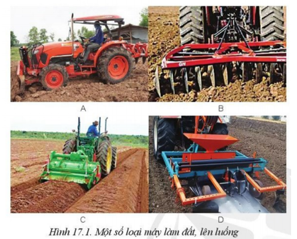 Kể tên và nêu công dụng của các loại máy nông nghiệp có trong Hình 17.1 (ảnh 1)