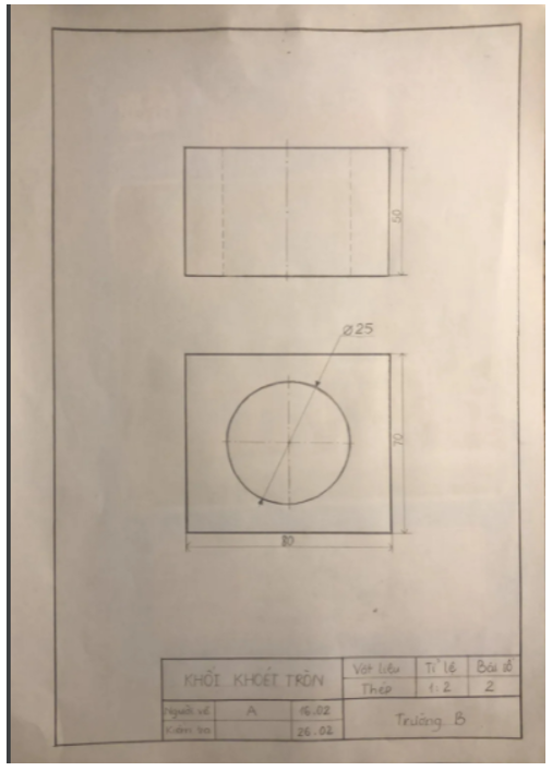 Vẽ lại Hình 8.11 bao gồm cả phần ghi kích thước vào khổ giấy đã chuẩn bị ở trên, theo đúng tiêu chuẩn (ảnh 2)