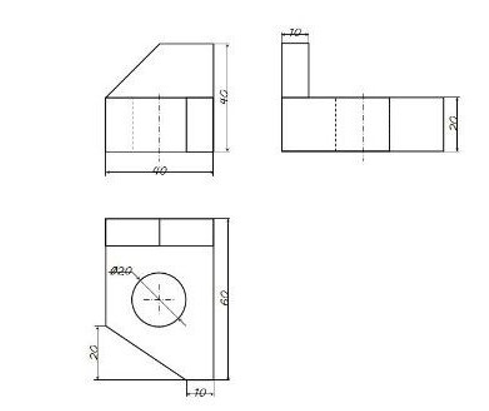 Cho mô hình ba chiều của các vật mẫu (từ Hình 9.17 đến Hình 9.20). Lập bản vẽ kĩ thuật gồm ba hình chiếu vuông góc của các vật thể đó (ảnh 5)