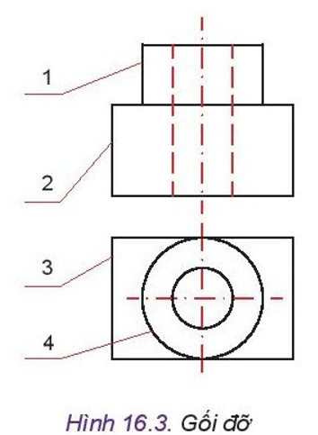 Hãy quan sát Hình 16.3 và cho biết, em sẽ sử dụng các lệnh 2D nào trong Bảng 16.1 để vẽ được các đường từ 1 đến 4 (ảnh 2)