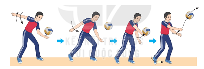 Vận dụng kỹ thuật phát bóng thấp tay bằng hai tay trước mặt và vận động để vui chơi và rèn luyện sức (ảnh 2)