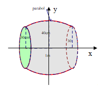 Một cái trống trường có bán kính các đáy là 30cm, thiết diện vuông góc với trục và cách đều (ảnh 2)