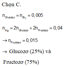 Cho m gam hỗn hợp X gồm glucozơ và fructozơ tác dụng vừa đủ với 0,8 gam (ảnh 1)