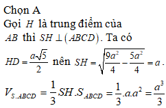 Cho hình chóp S.ABCD có đáy là hình vuông cạnh a. Hình chiếu của S trên (ảnh 2)