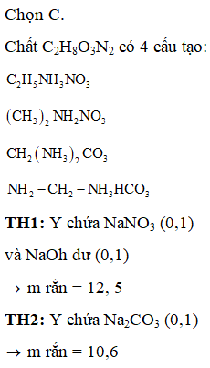 Cho 0,1 mol chất X (C2H8O3N2, M = 108) tác dụng với dung dịch chứa (ảnh 1)