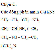 Số đồng phân amin có công thức phân tử C3H9N là (ảnh 1)
