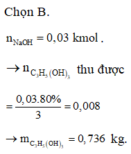 Thủy phân chất béo glixerol tristearat (C17H35COO)3C3H5 cần dùng 1,2 kg (ảnh 1)