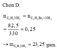 Cho m gam anilin tác dụng hoàn toàn với dung dịch Br2 dư, thu đươc (ảnh 1)