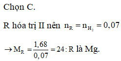 Hoà tan hết 1,68 gam kim loại R (hóa trị II) trong dung dịch H2SO4 loãng (ảnh 1)