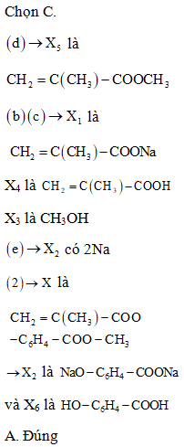 Cho sơ đồ phản ứng theo đúng tỉ lệ mol (a) X + 3NaOH => X1 + X2 + X3 + H2O (ảnh 1)