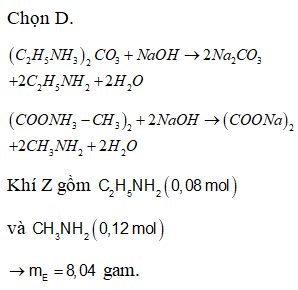 Cho hỗn hợp X gồm muối A (C5H16O3N2) và B (C4H12O4N2) tác dụng (ảnh 1)