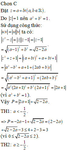 Tìm giá trị lớn nhất của P=|z^2-z|+|z^2+z+1| với z là số (ảnh 1)