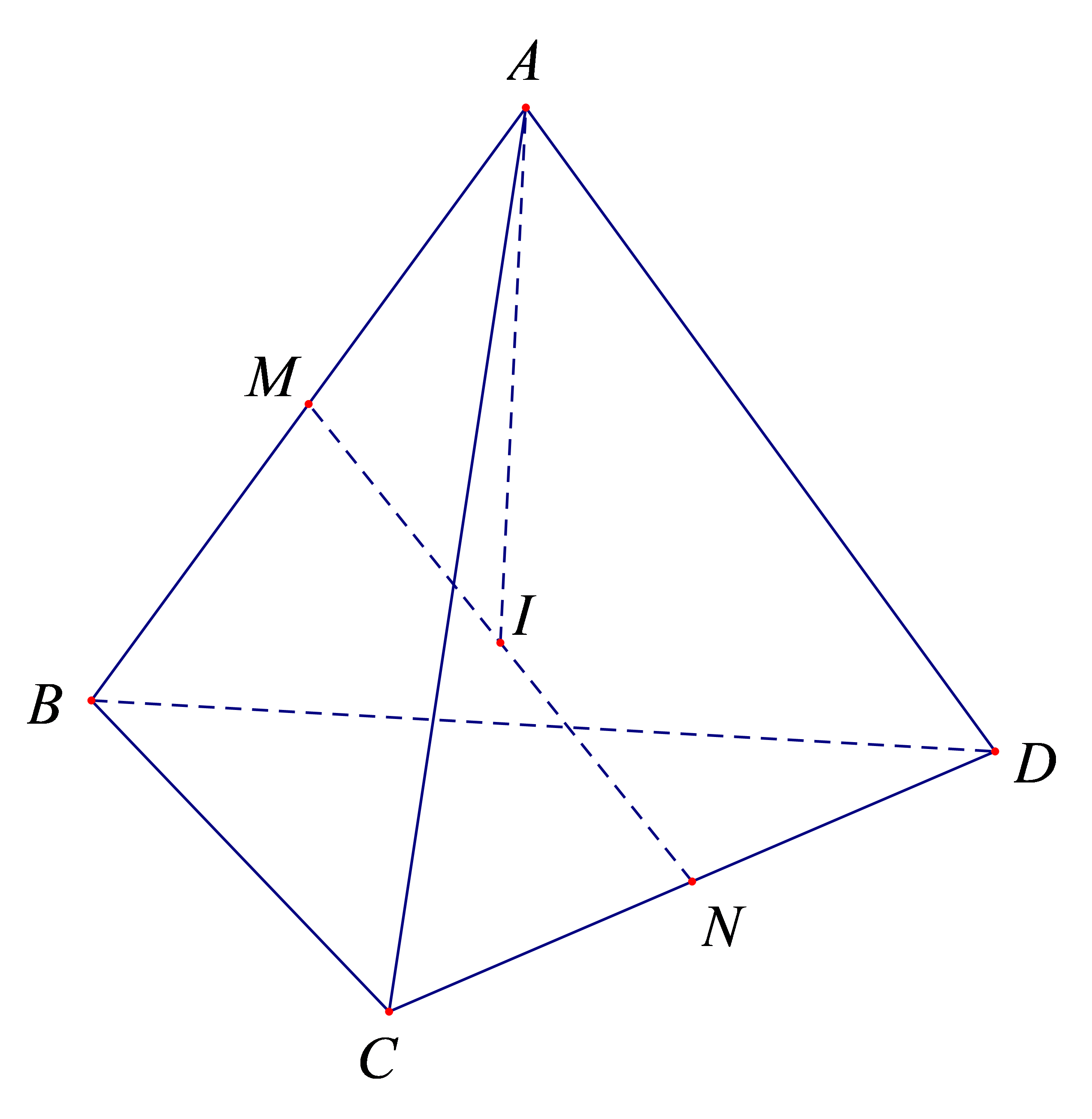 Trong không gian Oxyz, cho tứ diện ABCD với A(m;0;0) , B(0;m-1;0) ; C(0;0;m+4) thỏa mãn (ảnh 1)