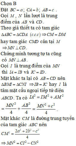 Trong không gian Oxyz, cho tứ diện ABCD với A(m;0;0) , B(0;m-1;0) ; C(0;0;m+4) thỏa mãn (ảnh 2)