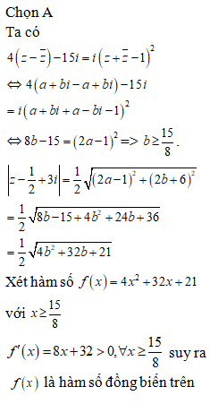 Xét các số phức z=a+bi, (a,b thuộc R) thỏa mãn (ảnh 1)