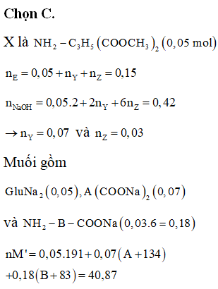 Chất X (C7H13O4N) là este của axit glutamic, chất Y (CnH2n+4O4N2) là muối (ảnh 1)