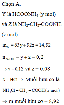 Hỗn hợp X gồm 2 chất hữu cơ là Y (CH5O2N) và Z (C2H8O2N2). Đun nóng (ảnh 1)