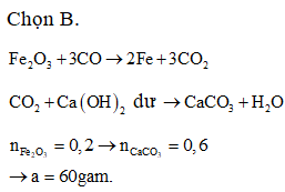 Khử hoàn toàn 32g Fe2O3 bằng khí CO dư, sản phẩm khí thu được cho vào (ảnh 1)