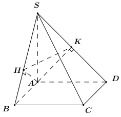 Cho hình chóp S.ABCD có đáy ABCD là hình vuông có cạnh bằng (ảnh 1)