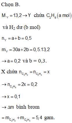 Cho V lít  hỗn hợp khí X gồm H2, C2H2, C2H4 (trong đó số mol của (ảnh 1)