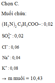Amino axit X có công thức (H2N)2C3H5COOH. Cho 0,02 mol X tác dụng (ảnh 1)