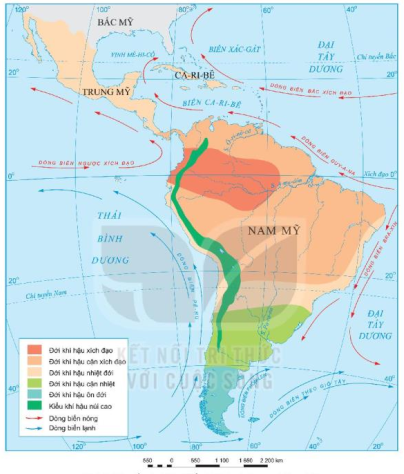 Dựa vào thông tin và hình ảnh trong mục 1, hãy trình bày sự phân hóa thiên nhiên theo chiều bắc - nam ở Trung và Nam Mỹ. (ảnh 1)