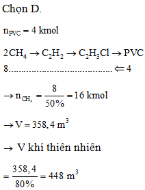 Cho sơ đồ chuyển hóa: CH4 => C2H2 => C2H3Cl => PVC. Để (ảnh 1)